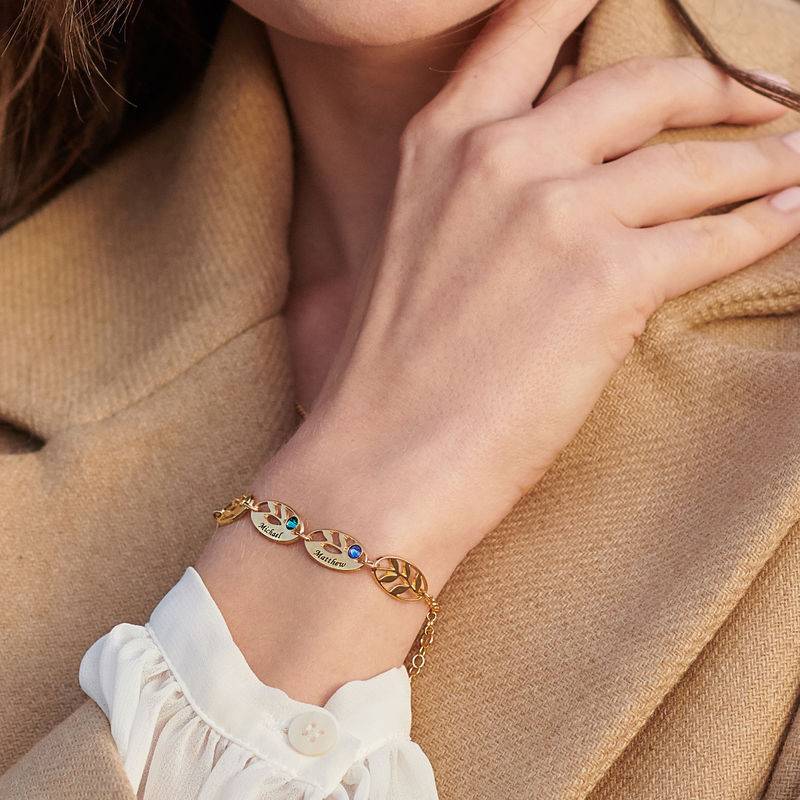 Mother Leaf Bracelet With Birthstone Personalized Name Bracelet