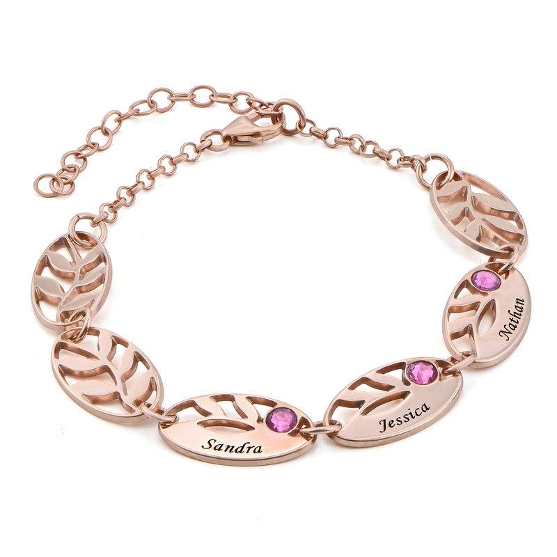 Mother Leaf Bracelet With Birthstone Personalized Name Bracelet
