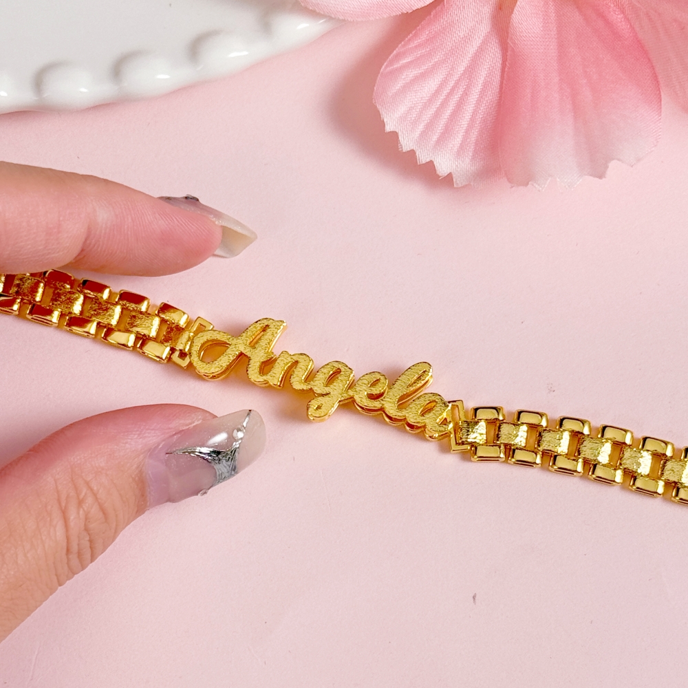 Gold Plated Custom Double Nameplate 6mm RX Style Necklace