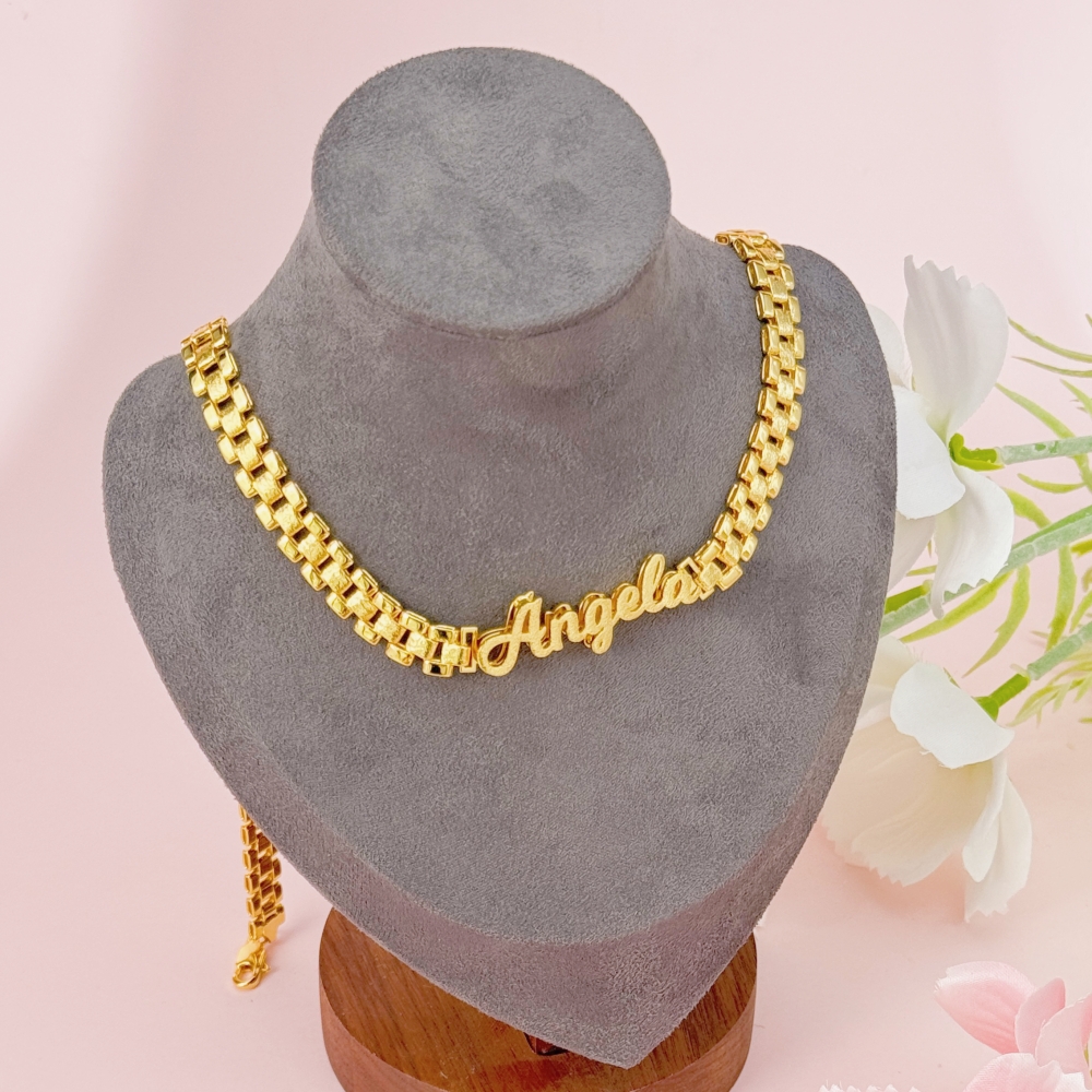 Gold Plated Custom Double Nameplate 6mm RX Style Necklace