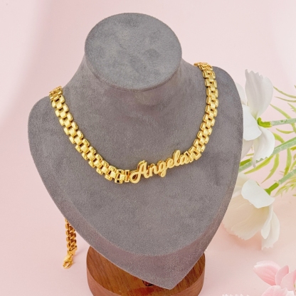 Gold Plated Custom Double Nameplate 6mm RX Style Necklace