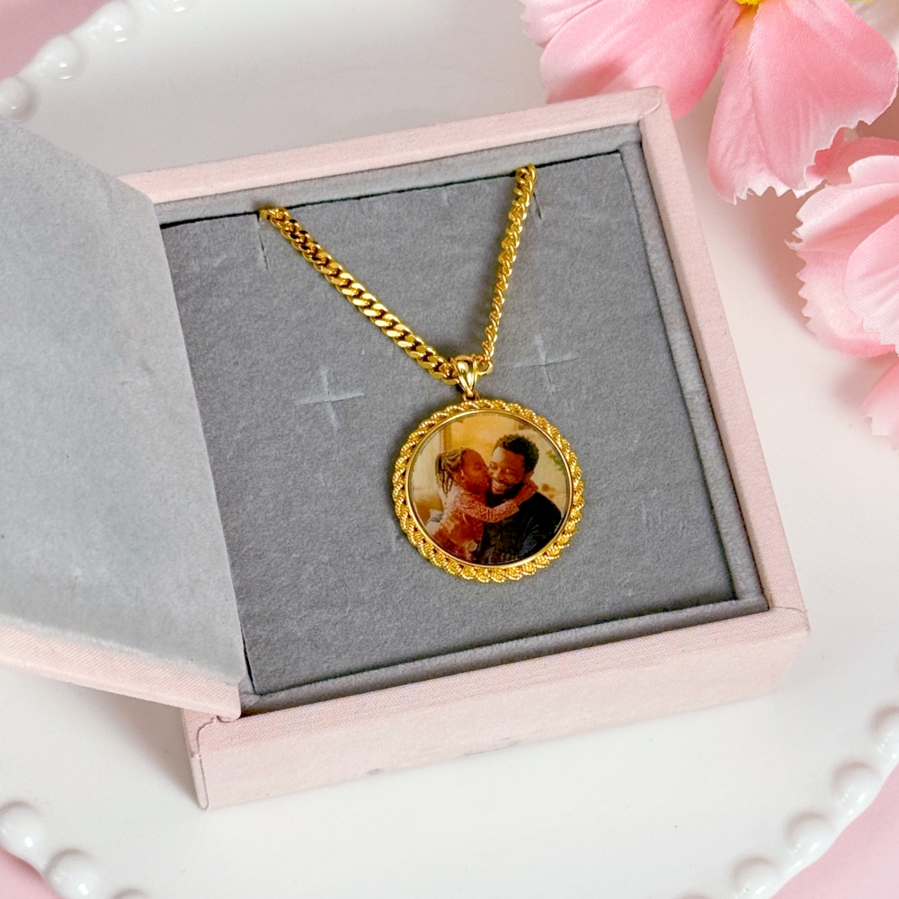 Photo Round Personalized Custom Hip Hop Necklace 