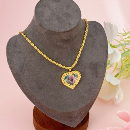 RX Style Heart Charm Pendant Custom Photo Necklace Memorial Neckalce