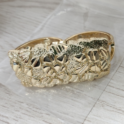 Gold Plated Nugget Two Finger Ring Vintage Ring