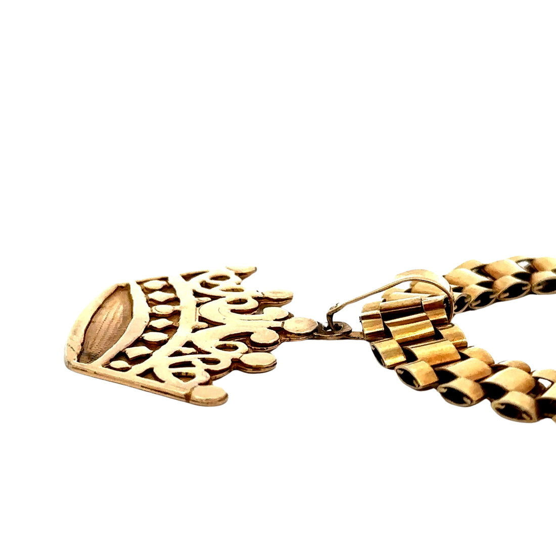 Rolex Style Chain Gold Plated Crown Pendant Necklace 10mm Width