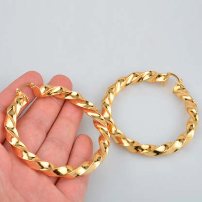 Twisted 30mm/60mm/70mm Gold Plated Hoop Earrings