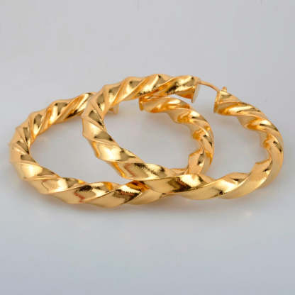 Twisted 30mm/60mm/70mm Gold Plated Hoop Earrings