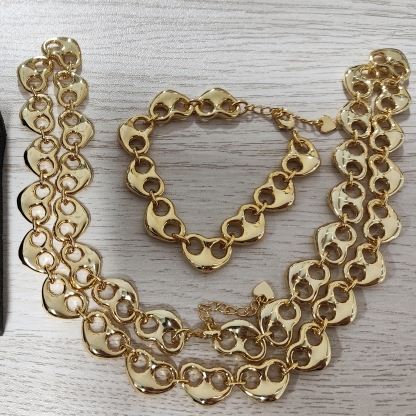 Puffed Heart Mariner Link Chain Necklace