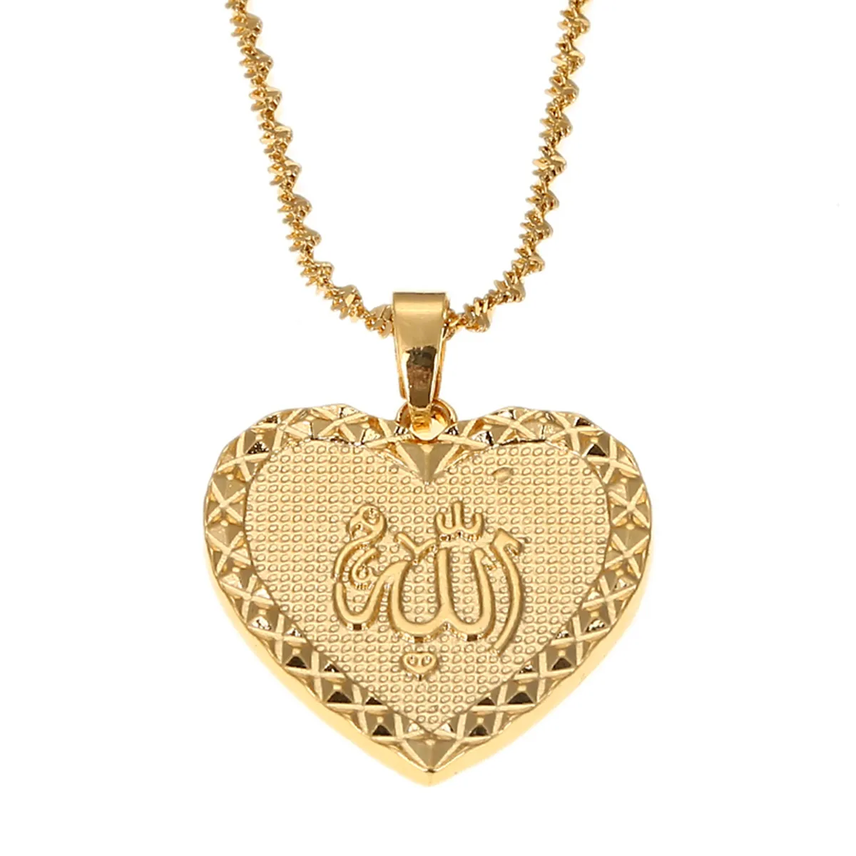 Islamic Necklace With Allah Pendant Heart Shaped Necklace Elegant Muslim Jewelry