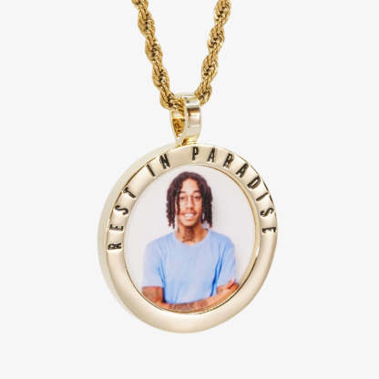 Round Picture Pendant Engraving Personalized Photo Necklace