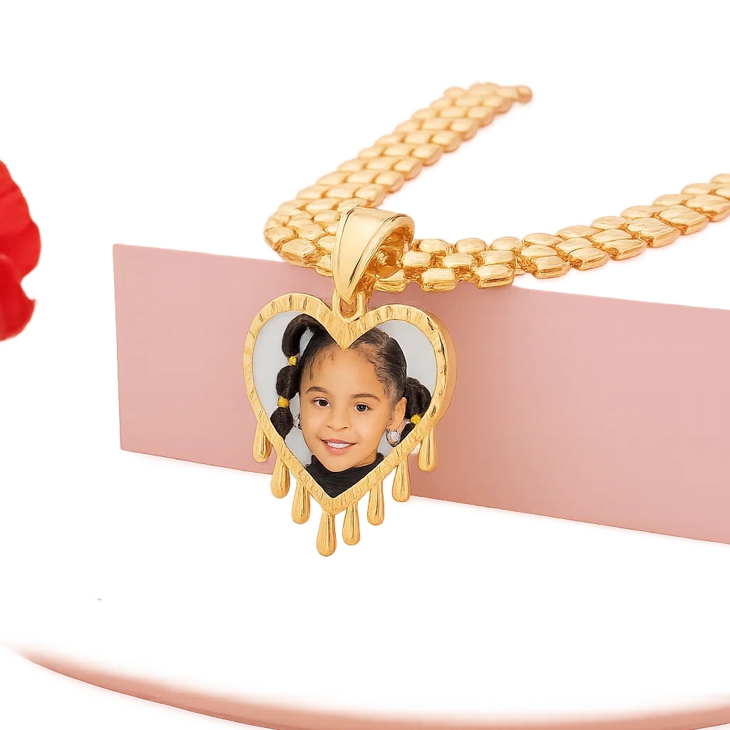 RX Style Chain Heart Charm Pendant Custom Photo Necklace