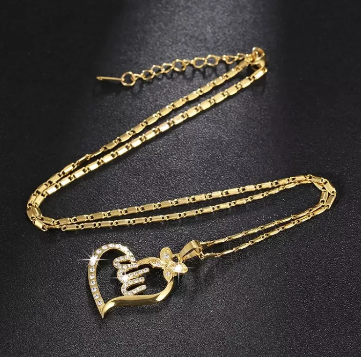 Heart Zircon Necklace Arabic Muslim Islamic Allah Necklace