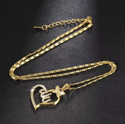 Heart Zircon Necklace Arabic Muslim Islamic Allah Necklace