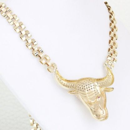 Rolex Style Gold Plated Chicago Bulls Cubic Zirconia Necklace 6mm Width