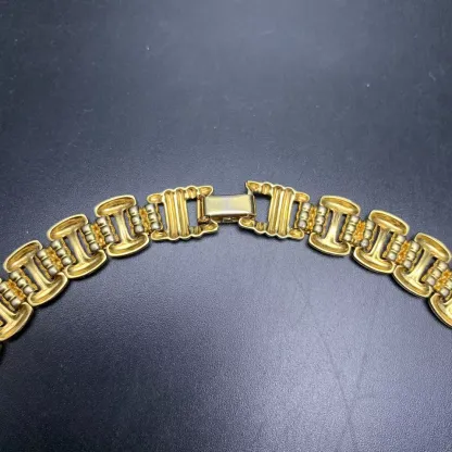 Fancy Link Collar Necklace Gold Plated 80s 90s Classic Vintage Necklace
