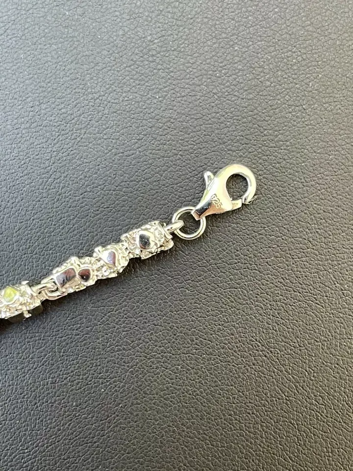 Nugget Style Bracelet White Gold Plated Mens Bracelet