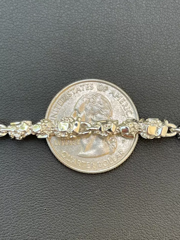 Nugget Style Bracelet White Gold Plated Mens Bracelet