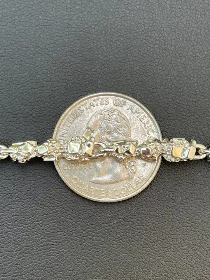 Nugget Style Bracelet White Gold Plated Mens Bracelet
