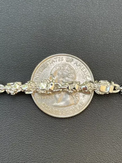 Nugget Style Bracelet White Gold Plated Mens Bracelet