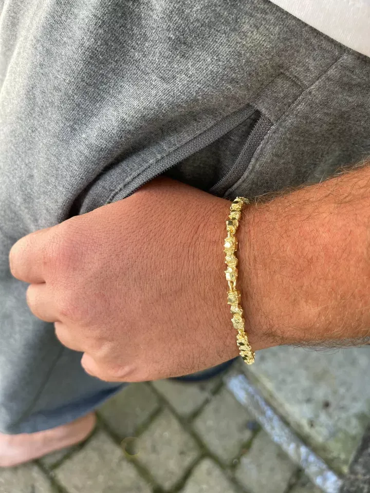 Nugget Style Bracelet Gold Plated Mens Bracelet