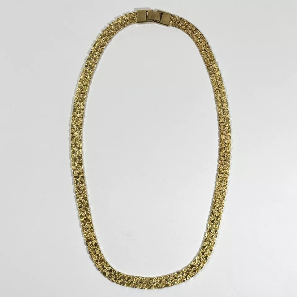 Gold Plated Nugget Chain Necklace 7mm Width