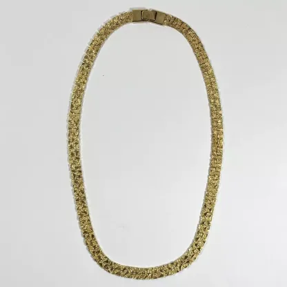 Gold Plated Nugget Chain Necklace 7mm Width