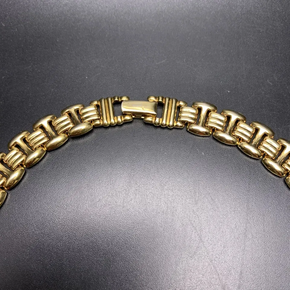 Fancy Link Collar Necklace Gold Plated 80s 90s Classic Vintage Necklace