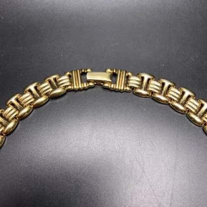 Fancy Link Collar Necklace Gold Plated 80s 90s Classic Vintage Necklace