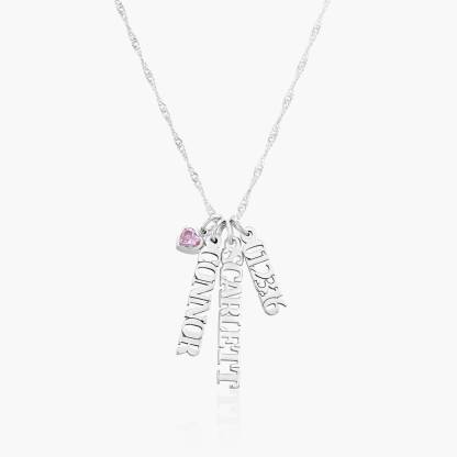 Singapore Chain Name Necklace With Heart Shaped Gemstone