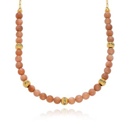 Sunstone Balance Bead Necklace Custom Name Necklace