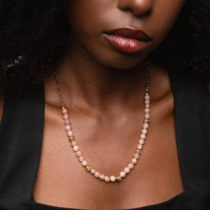 Sunstone Balance Bead Necklace Custom Name Necklace