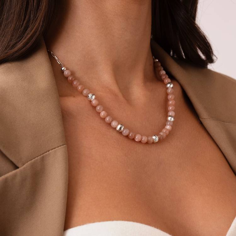 Sunstone Balance Bead Necklace Custom Name Necklace