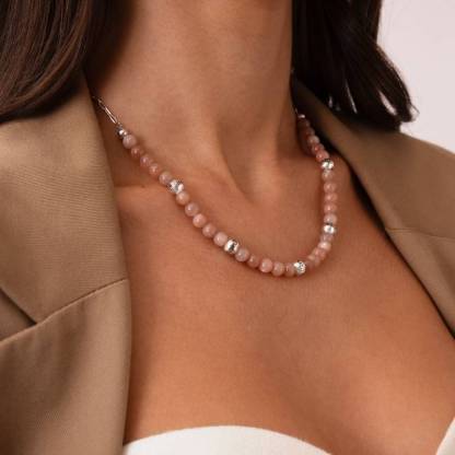 Sunstone Balance Bead Necklace Custom Name Necklace