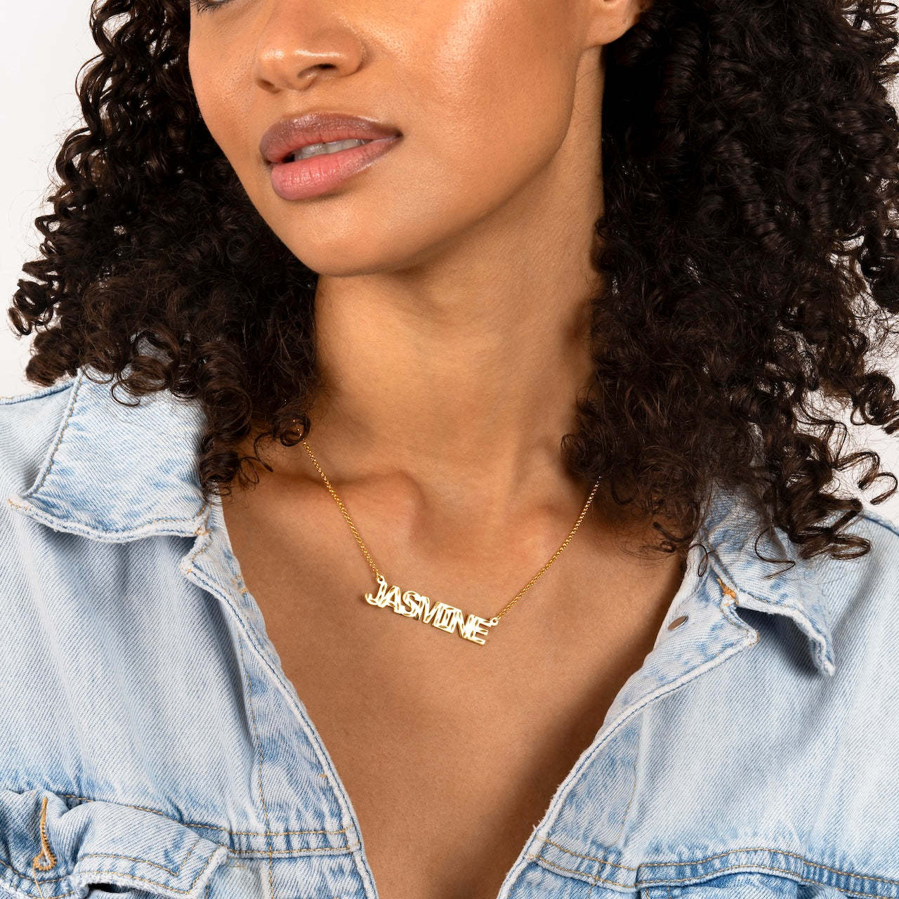 Diamond Cut Gold Plated Necklace Personalized Name Necklace