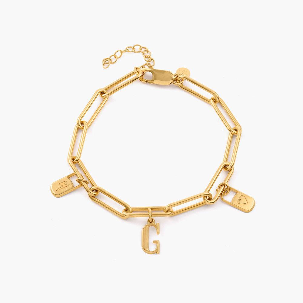 Lock Link Chain Bracelet Custom Gold Plated Initial Bracelet