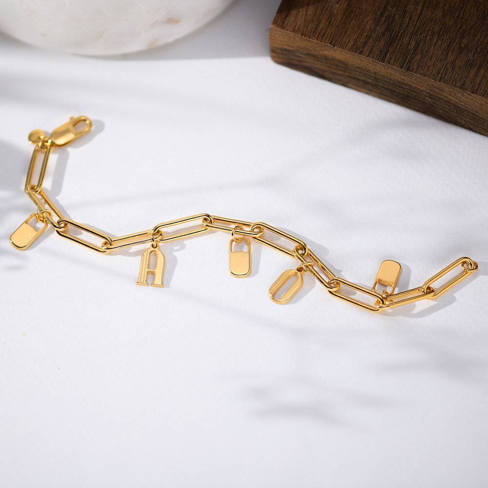 Lock Link Chain Bracelet Custom Gold Plated Initial Bracelet