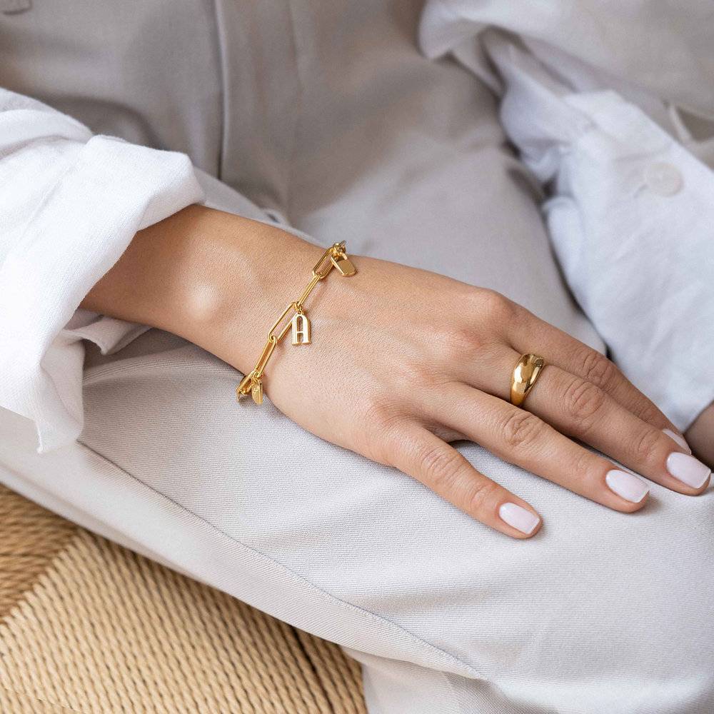 Lock Link Chain Bracelet Custom Gold Plated Initial Bracelet