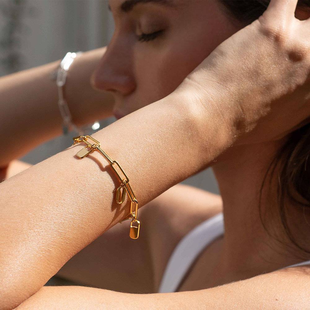 Lock Link Chain Bracelet Custom Gold Plated Initial Bracelet