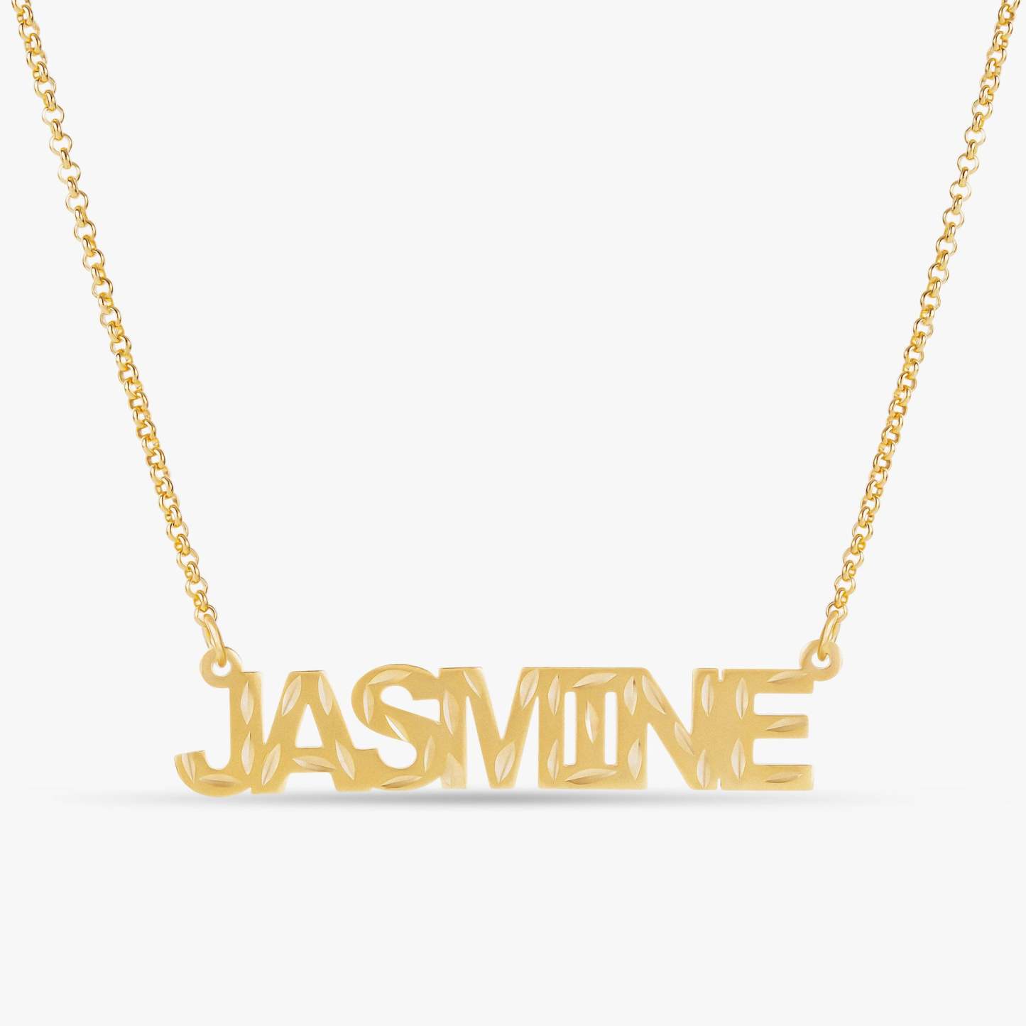 Diamond Cut Gold Plated Necklace Personalized Name Necklace