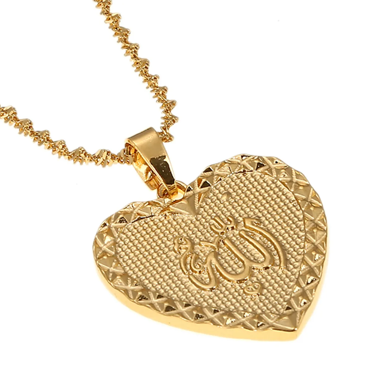 Islamic Necklace With Allah Pendant Heart Shaped Necklace Elegant Muslim Jewelry