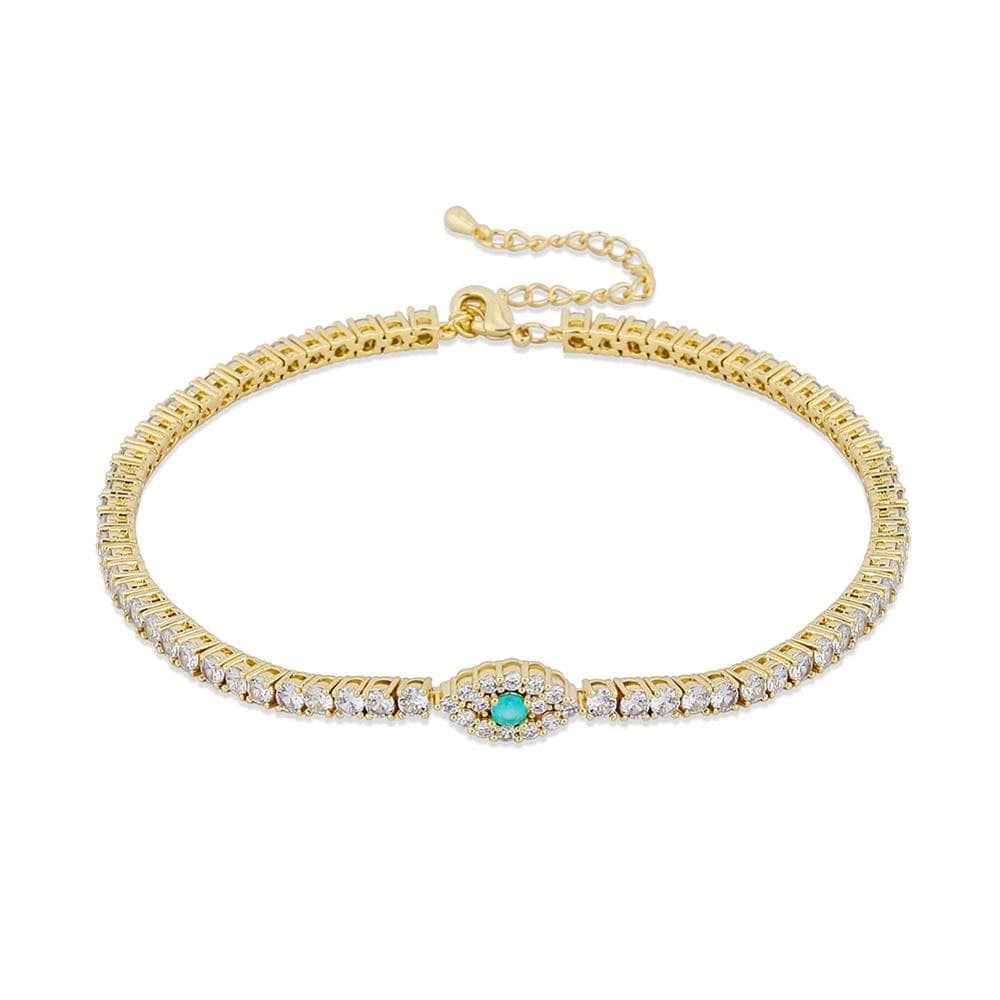 Iced Out Tennis Chain Evil Eye Anklet