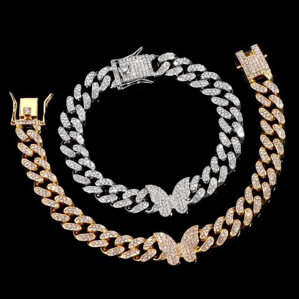Butterfly Iced Out Cuban Chain Anklet