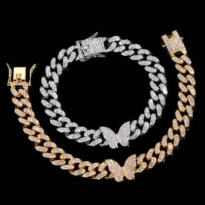 Butterfly Iced Out Cuban Chain Anklet