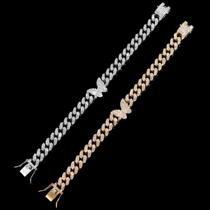 Butterfly Iced Out Cuban Chain Anklet