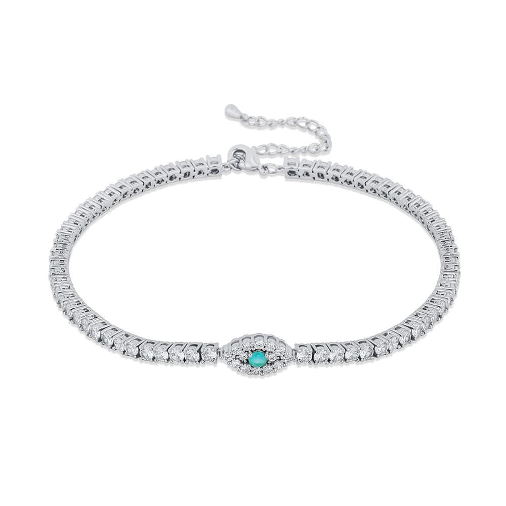 Iced Out Tennis Chain Evil Eye Anklet
