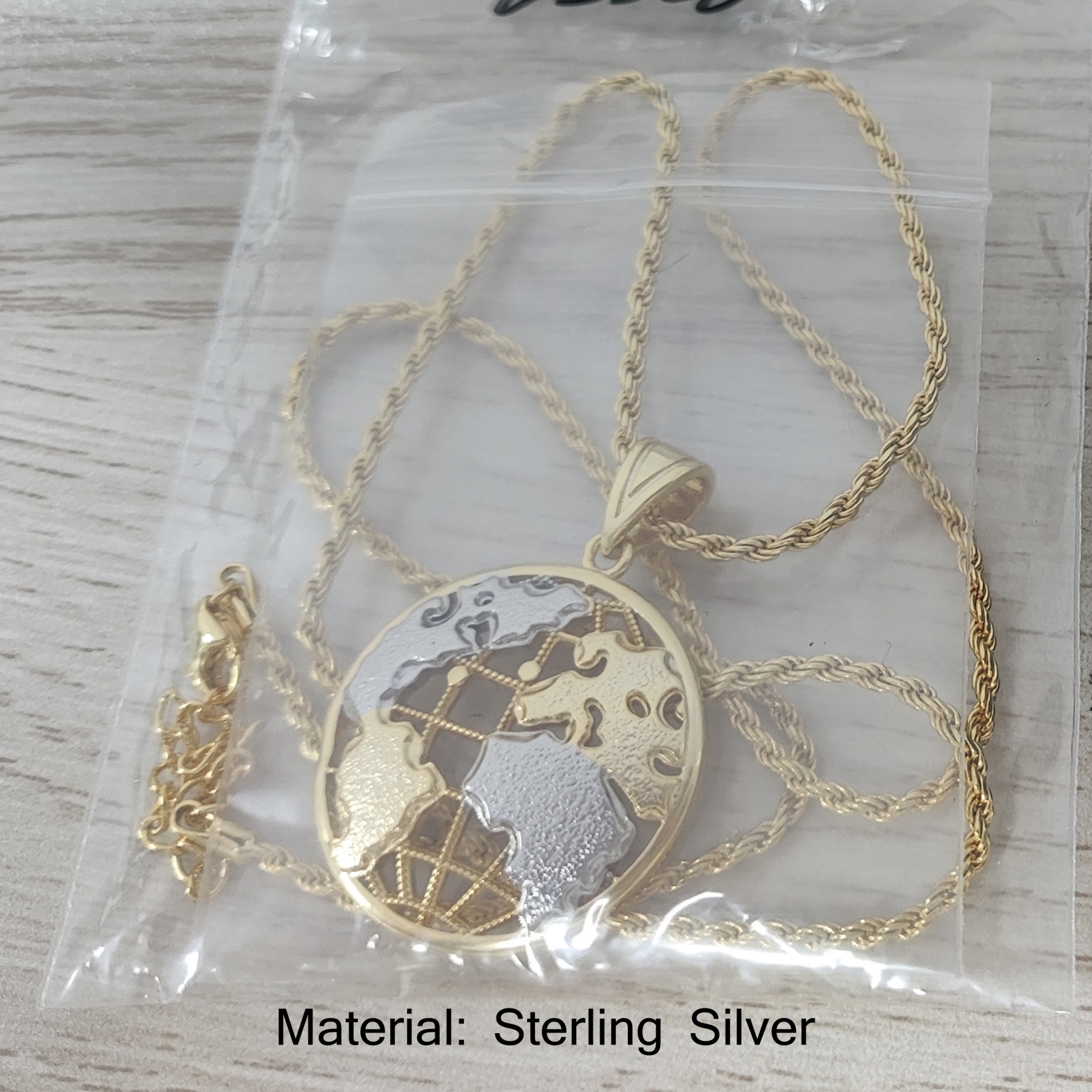 14K Gold Plated Globe Round Circle Pendant Necklace