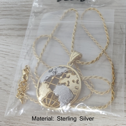14K Gold Plated Globe Round Circle Pendant Necklace
