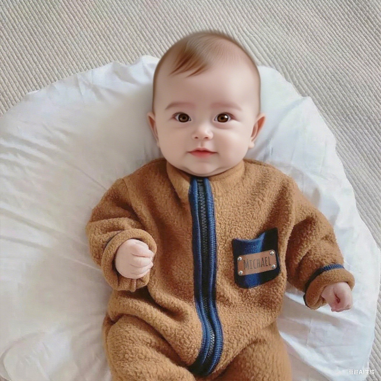 Personalized Leather Patch Baby Soft Sherpa Jumpsuit | CWBaby290