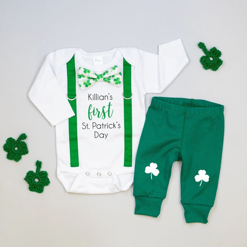 Personalized Baby Boy's First St. Patrick's Day Clothing Set | CWBaby178
