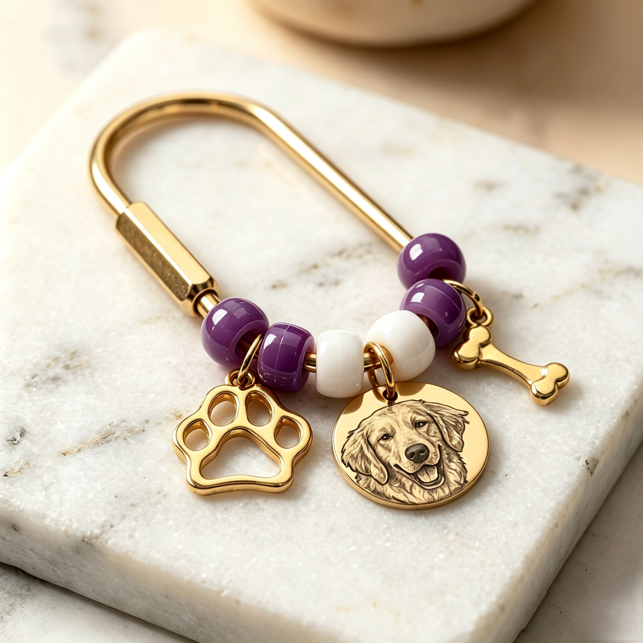 Personalized Pet Portrait Keychain Pet Handbag Charm for Pet Mom Gift | MNMemo26